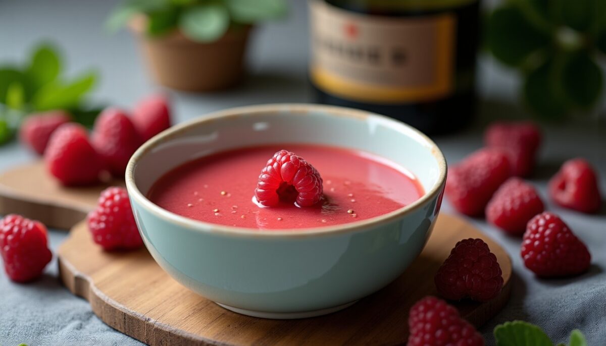 Soupe rafraîchissante de champagne et framboises : une recette simple à savourer